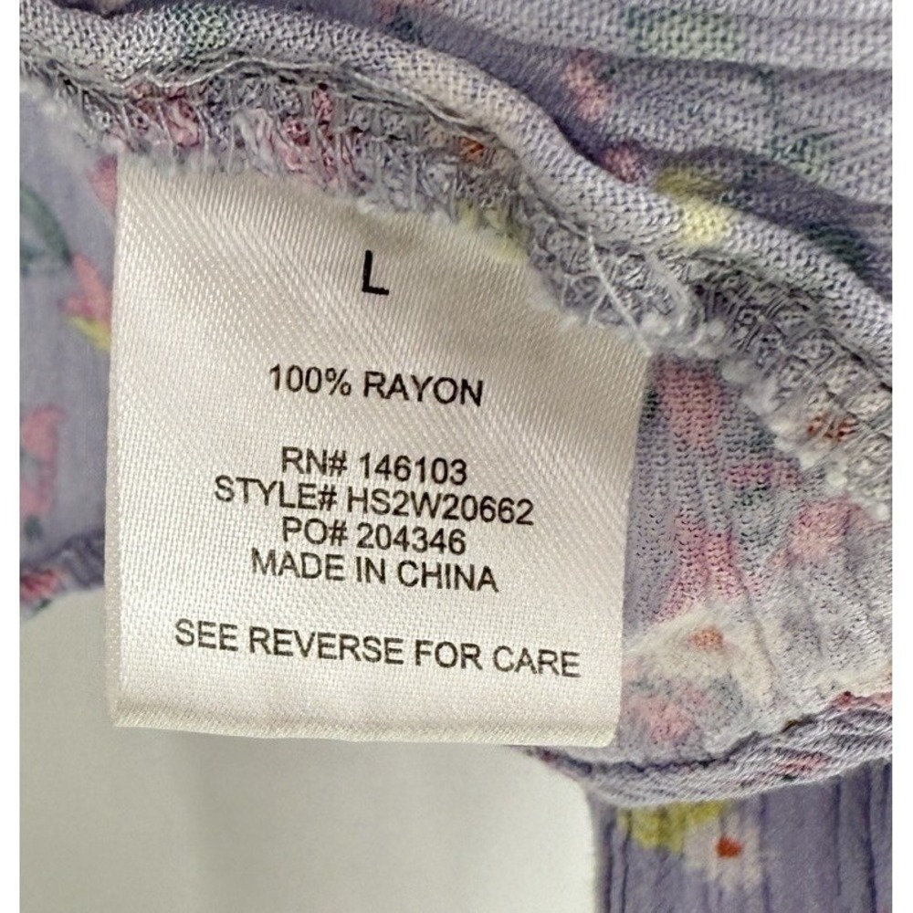 Hippie Rose Faux Tie Waist Babydoll Periwinkle Floral Top Sz L Fairy Cottage - Picture 6 of 9